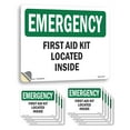 thumbnail image 1 of First Aid Kit Located Inside OSHA Emergency Vinyl Decal Label 5 Inch x 3.5 Inch - 10 Pack, 1 of 6