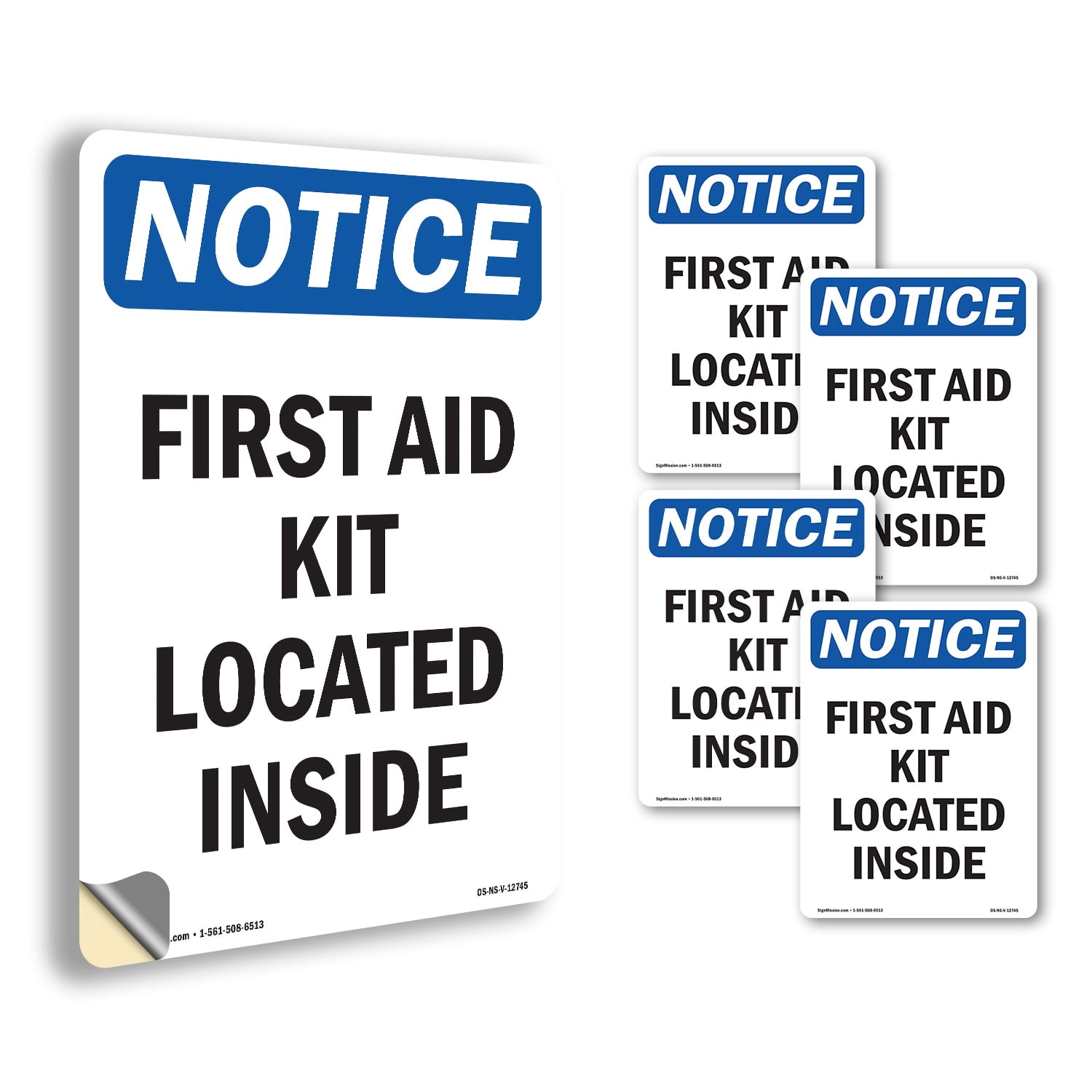 First Aid Kit Located Inside OSHA Notice Vinyl Decal Label 5 Inch x 3.5 ...