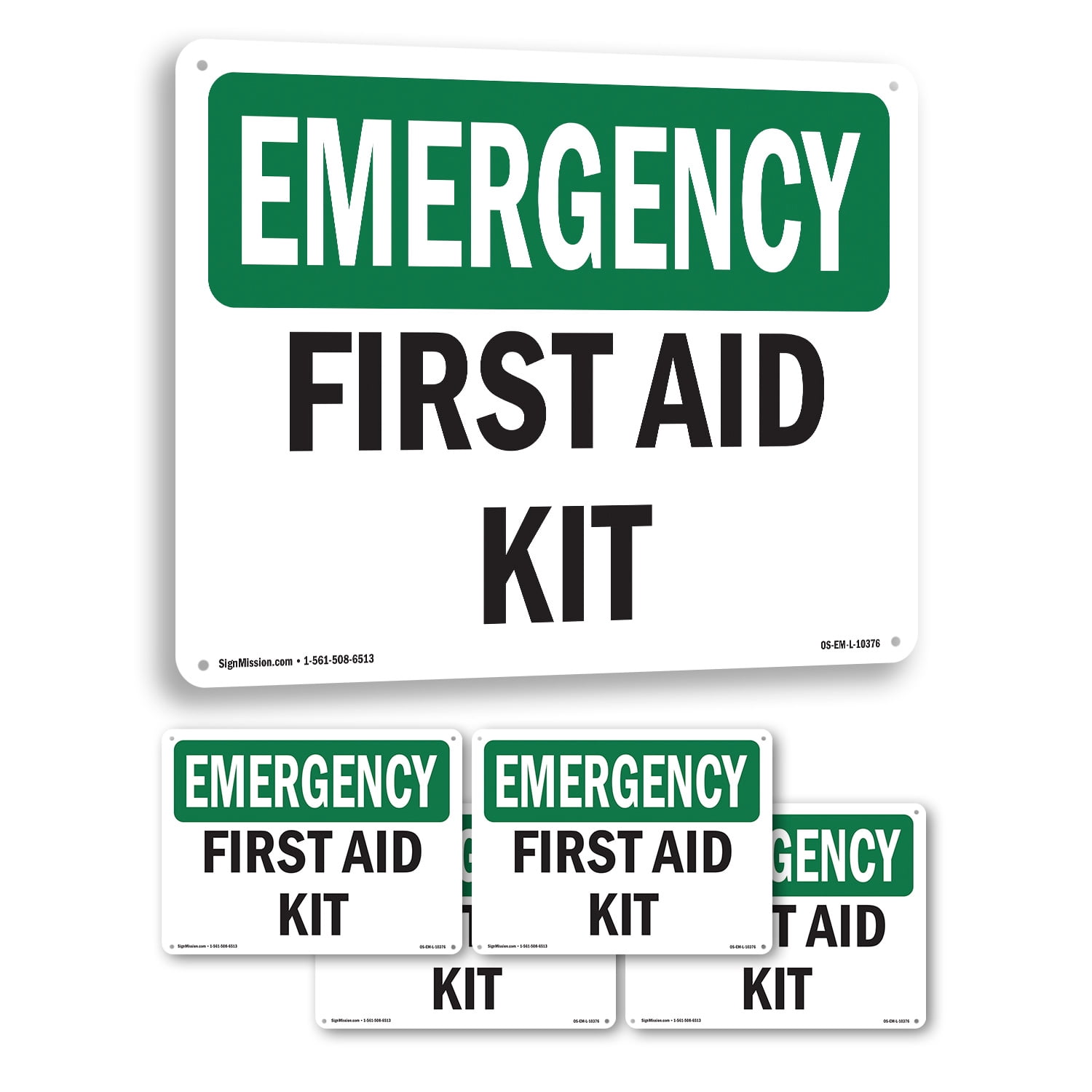 First Aid Kit OSHA Emergency Rigid Plastic Sign 18 Inch x 12 Inch - 5 ...