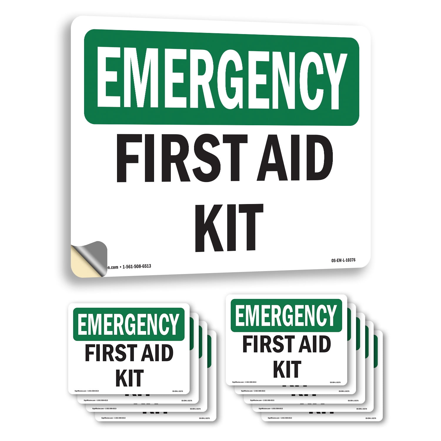 First Aid Kit OSHA Emergency Vinyl Decal Label 7 Inch x 5 Inch - 10 ...