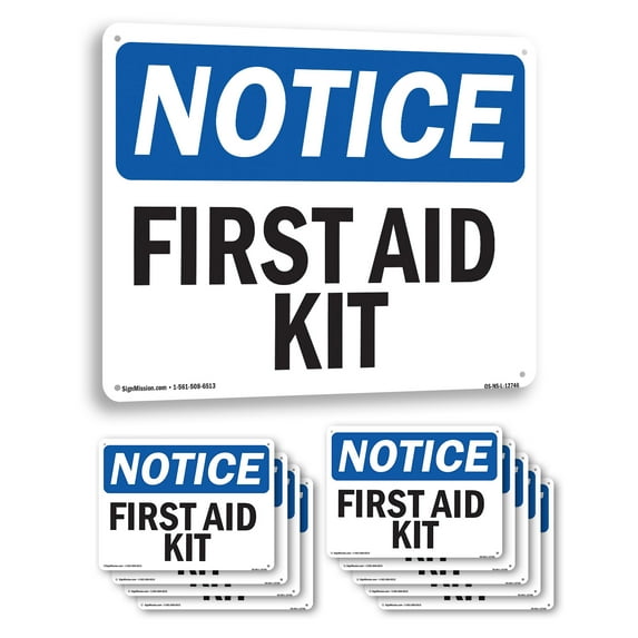 First Aid Kit OSHA Notice Aluminum Sign 18 Inch x 12 Inch - 10 Pack
