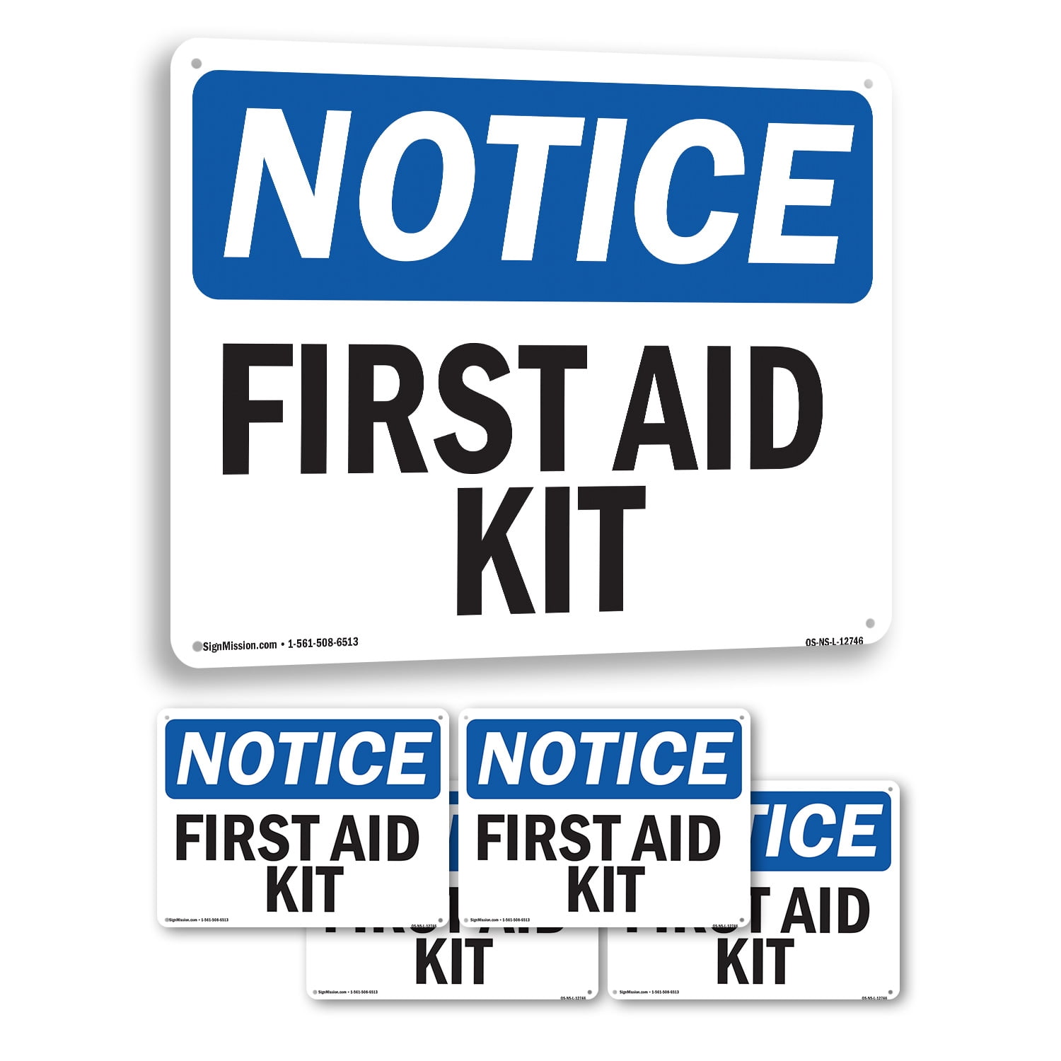 First Aid Kit OSHA Notice Rigid Plastic Sign 18 Inch x 12 Inch - 5 Pack ...