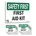 thumbnail image 1 of First Aid Kit OSHA SAFETY FIRST Vinyl Decal Label 7 Inch x 5 Inch - 10 Pack, 1 of 6