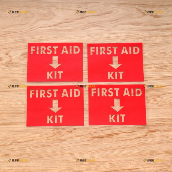 First Aid Kit Sign Symbol Sticker Decal Vinyl Emergency - 4 Pack Red 4" - No Background Die-cut