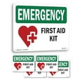 thumbnail image 1 of First Aid Kit With Symbol OSHA Emergency Rigid Plastic Sign 14 Inch x 10 Inch - 5 Pack, 1 of 8