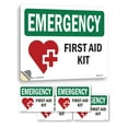 thumbnail image 1 of First Aid Kit With Symbol OSHA Emergency Vinyl Decal Label 5 Inch x 3.5 Inch - 5 Pack, 1 of 6