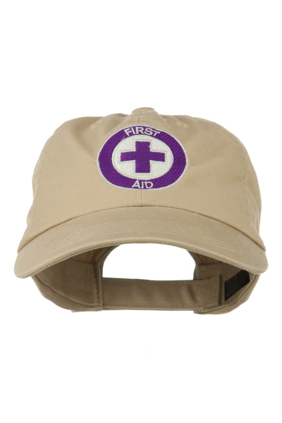 First Aid Logo Embroidered Pigment Dyed Cotton Cap - Khaki OSFM