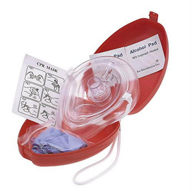 EverOne CPR Rescue Mask, Adult/Child Pocket Resuscitator, Hard Case with  Wrist Strap + Gloves & Wipes
