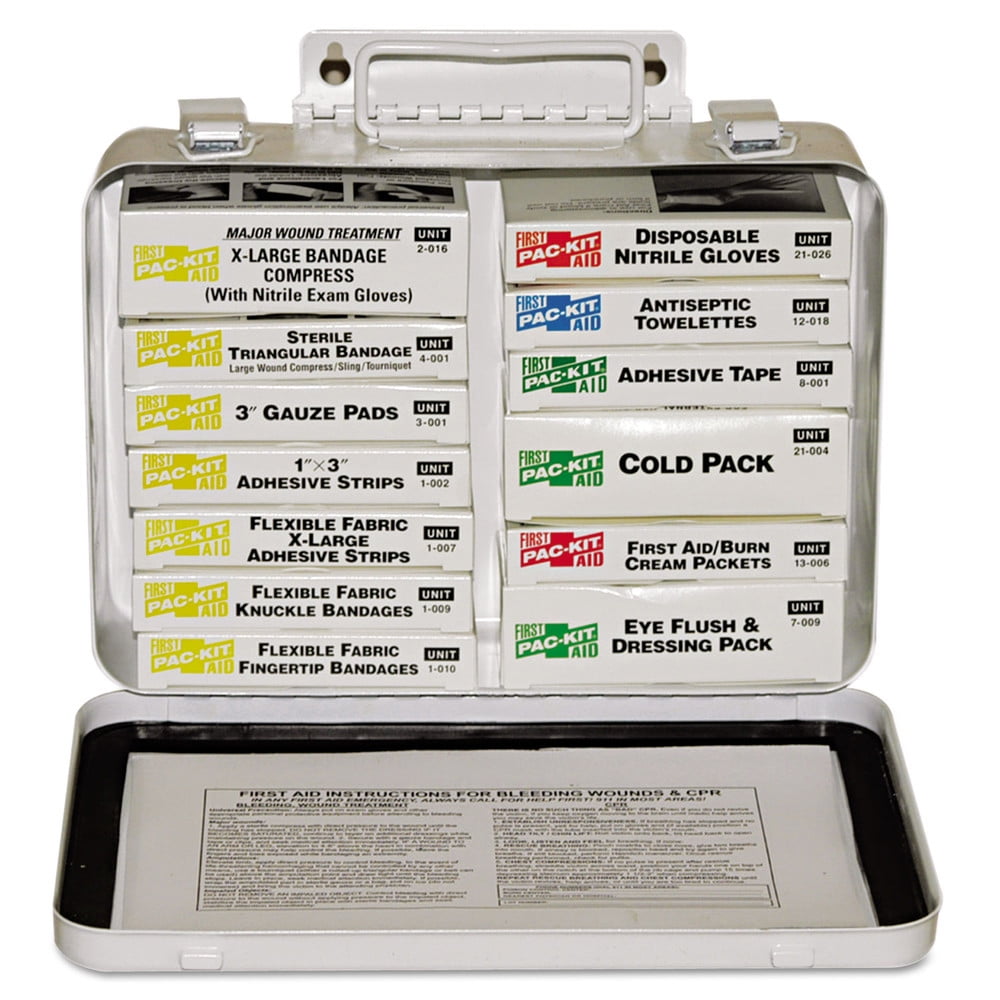 16 Unit Steel First Aid Kit, Weatherproof Steel