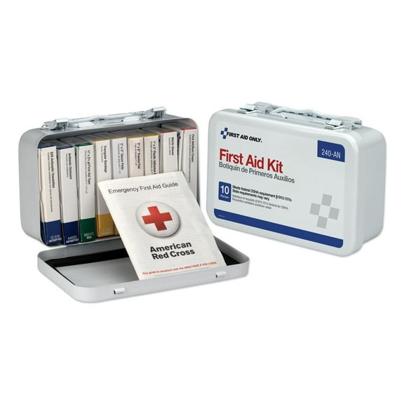 First Aid Only 240-AN ANSI/OSHA Compliant Unitized First Aid Kit for 10 People with Metal Case (1-Kit)