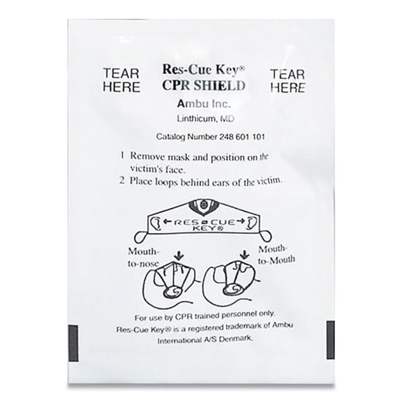 First Aid Only 730009 CPR Face Shield with Elastic Ear Band Fits Adults & Children, White