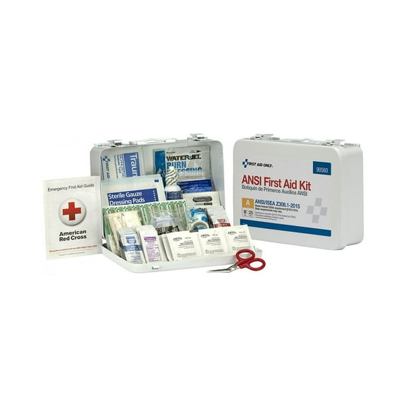 First Aid Only 90560 Metal Case ANSI Class A 25 Person Bulk First Aid Kit for 25 People (89-Piece/Kit)