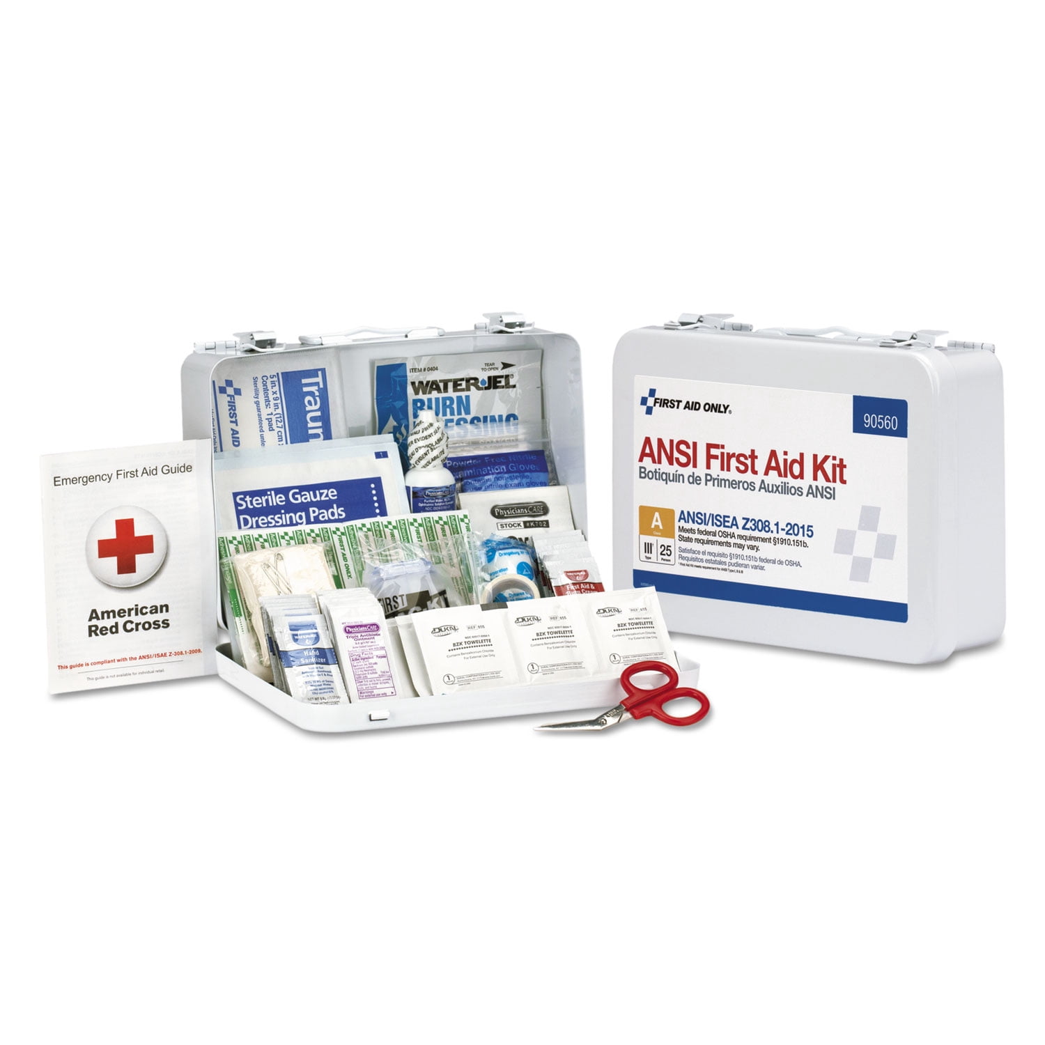 Metal Case ANSI Class A 25 Person Bulk First Aid Kit for 25 People (89-Piece/Kit)