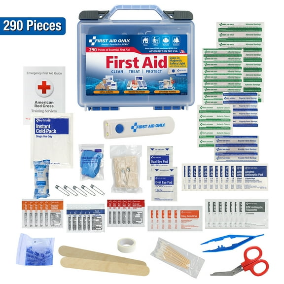 First Aid Only All-Purpose First Aid Kit with Magnetic Flashlight, 290 Pieces Per Kit 91398