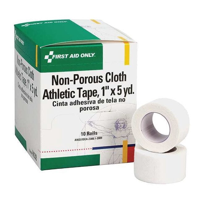 First Aid Only Athletic Tape, White, 1 in. W, 5 in. L, PK10 H638