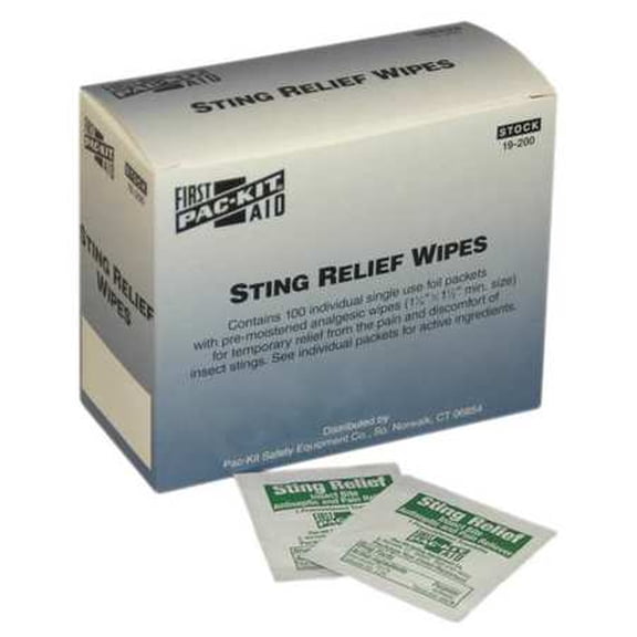 First Aid Only Bite/Sting Relief,Wipes,PK100 19-200