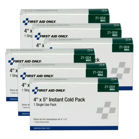 First Aid Only Cold Pack, 4" x 5", Pack of 6