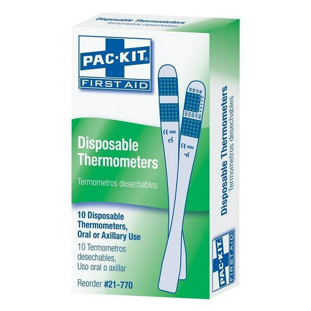 First Aid Only Disposable Thermometers, Box of 10