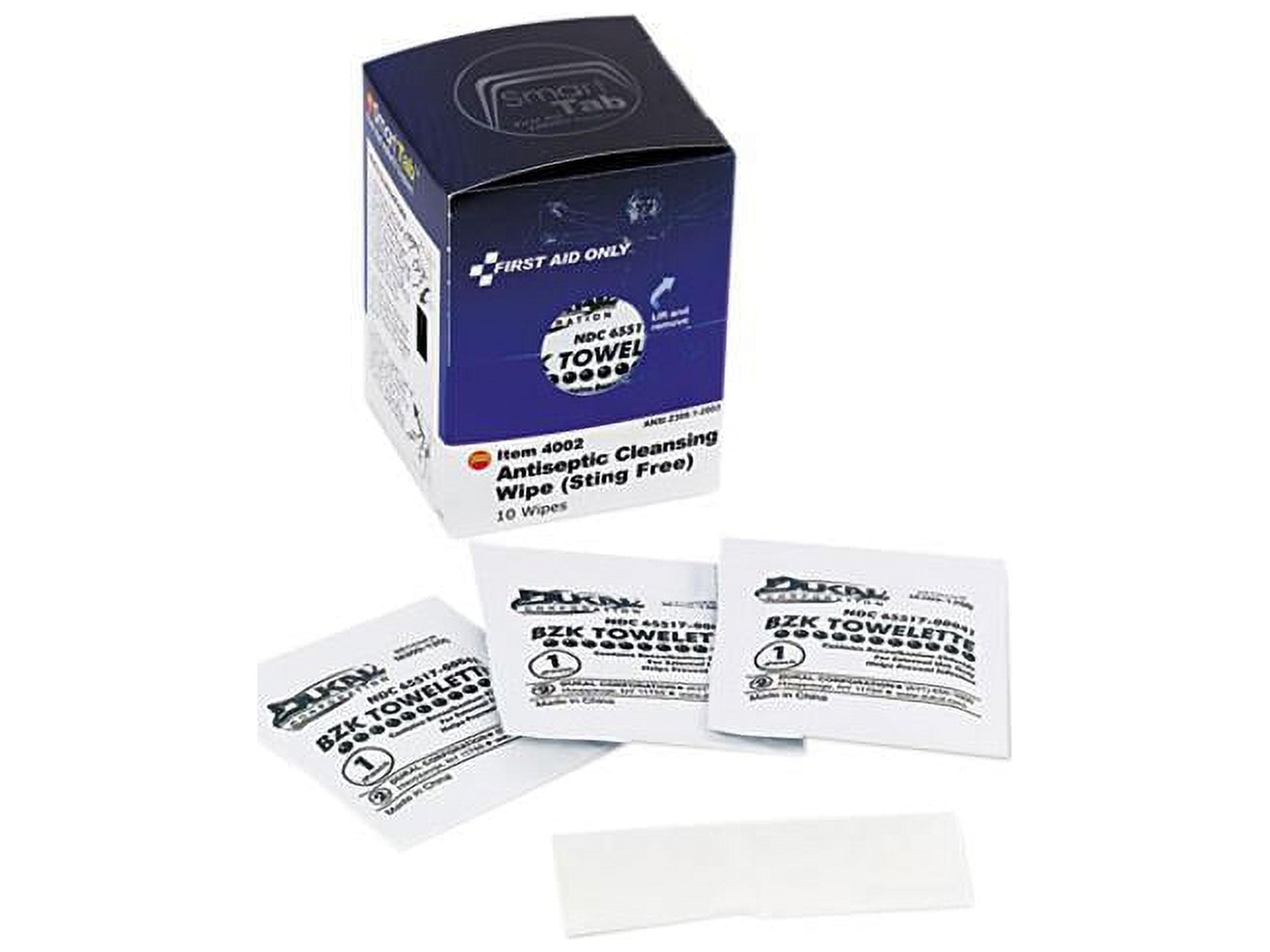 First Aid Only FAE4002 Antiseptic Cleansing Wipes, 10/Box