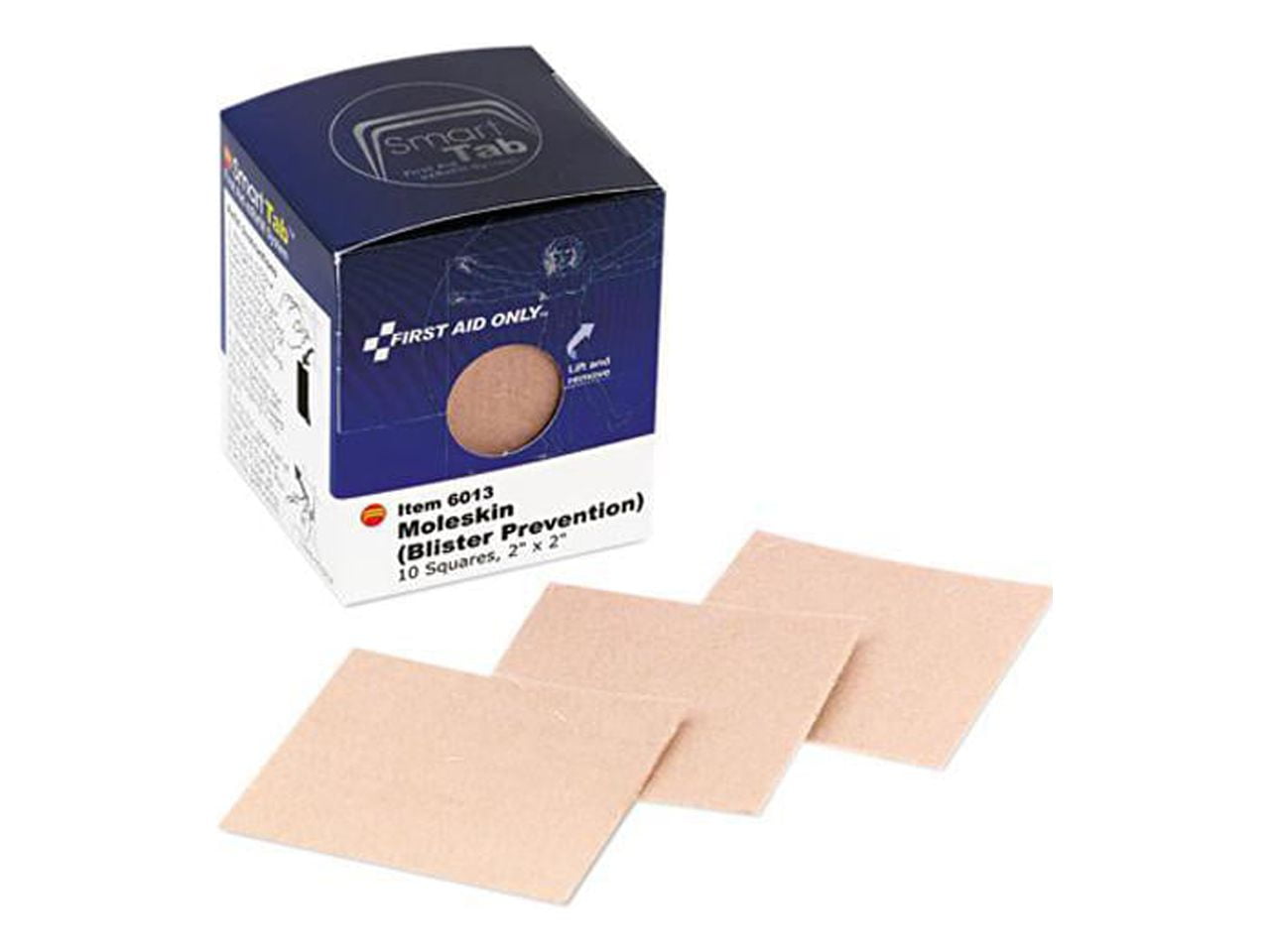 First Aid Only Moleskin/Blister Protection, 2 Squares, 10/Box