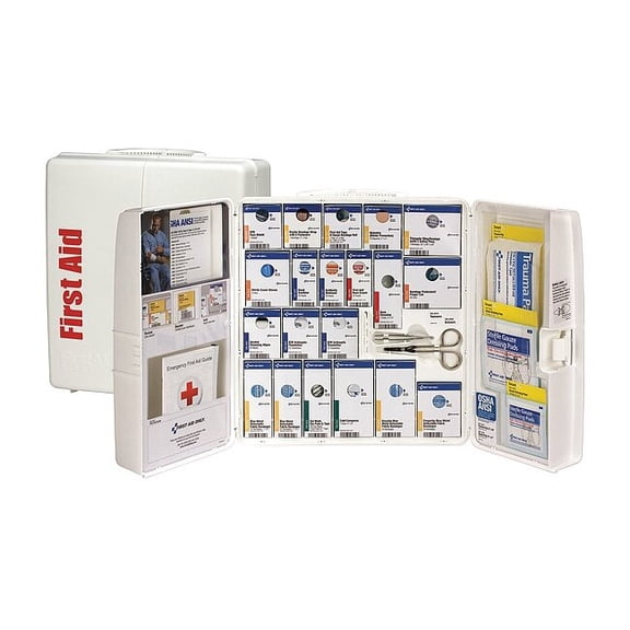 First Aid Kit and Housing, Plastic Cabinet, 261 Components, 100 People Served