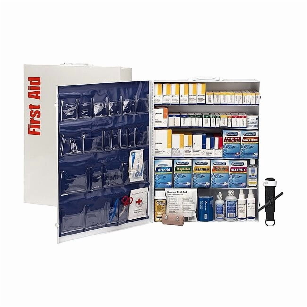 First Aid Kit and Housing, Metal Cabinet, 2,138 Components, 200 People Served 91342