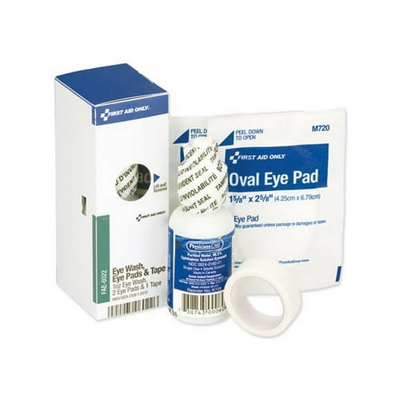 First Aid Only FAE-6022 4-Piece SmartCompliance Eyewash Set with Eyepads and Adhesive Tape
