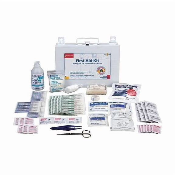 First Aid Kit and Housing, Plastic 143 Components, 25 People Served 224-F