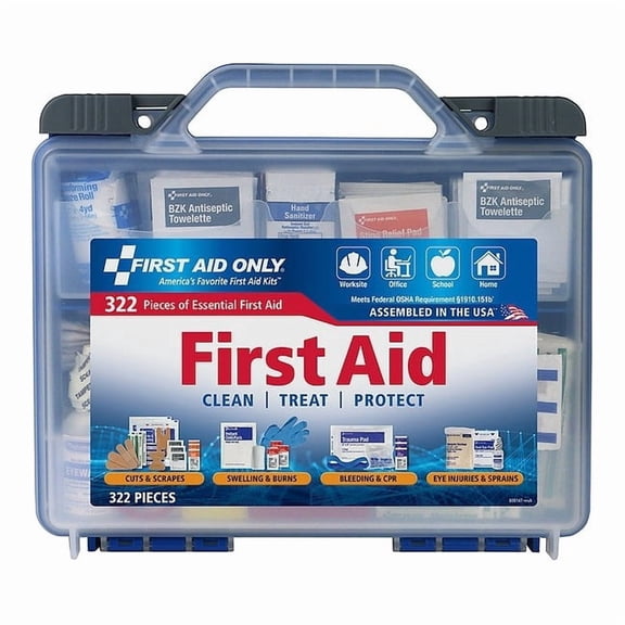 First Aid Kit and Housing, Plastic 322 Components, 50 People Served 91413