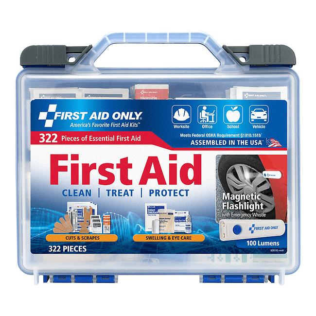 First Aid Kit and Housing, Plastic 322 Components, 50 People Served 91414