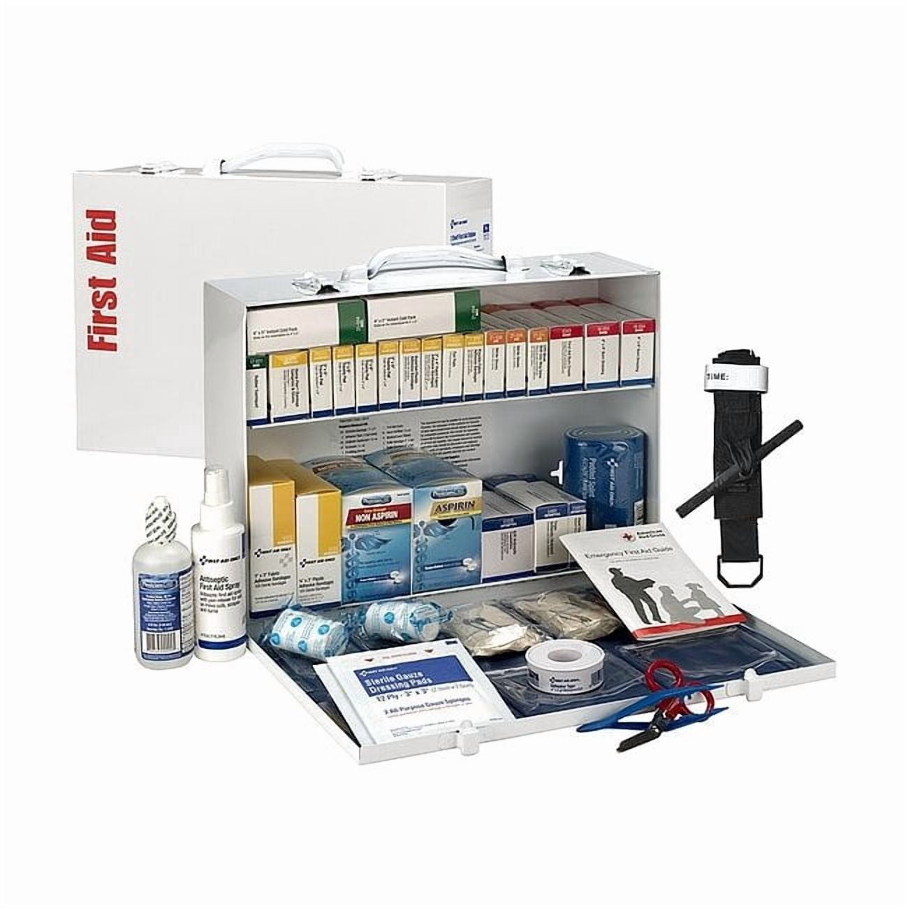 First Aid Kit and Housing, Metal Cabinet, 457 Components, 75 People Served 91338