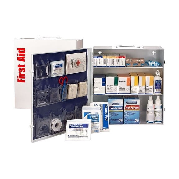 First Aid Kit and Housing, Metal Cabinet, 670 Components, 100 People Served