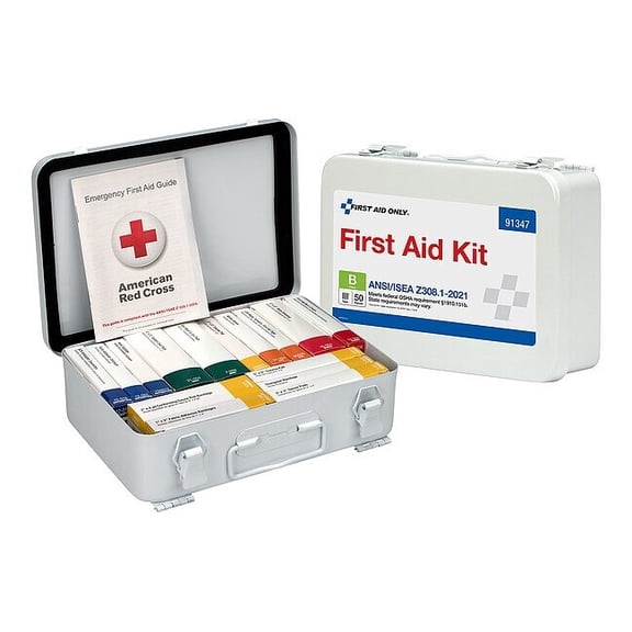 First Aid Kit and Housing, Metal 83 Components, 25 People Served 91348