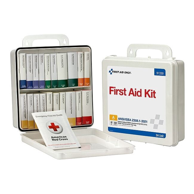 First Aid Kit and Housing, Plastic 130 Components, 50 People Served 91330