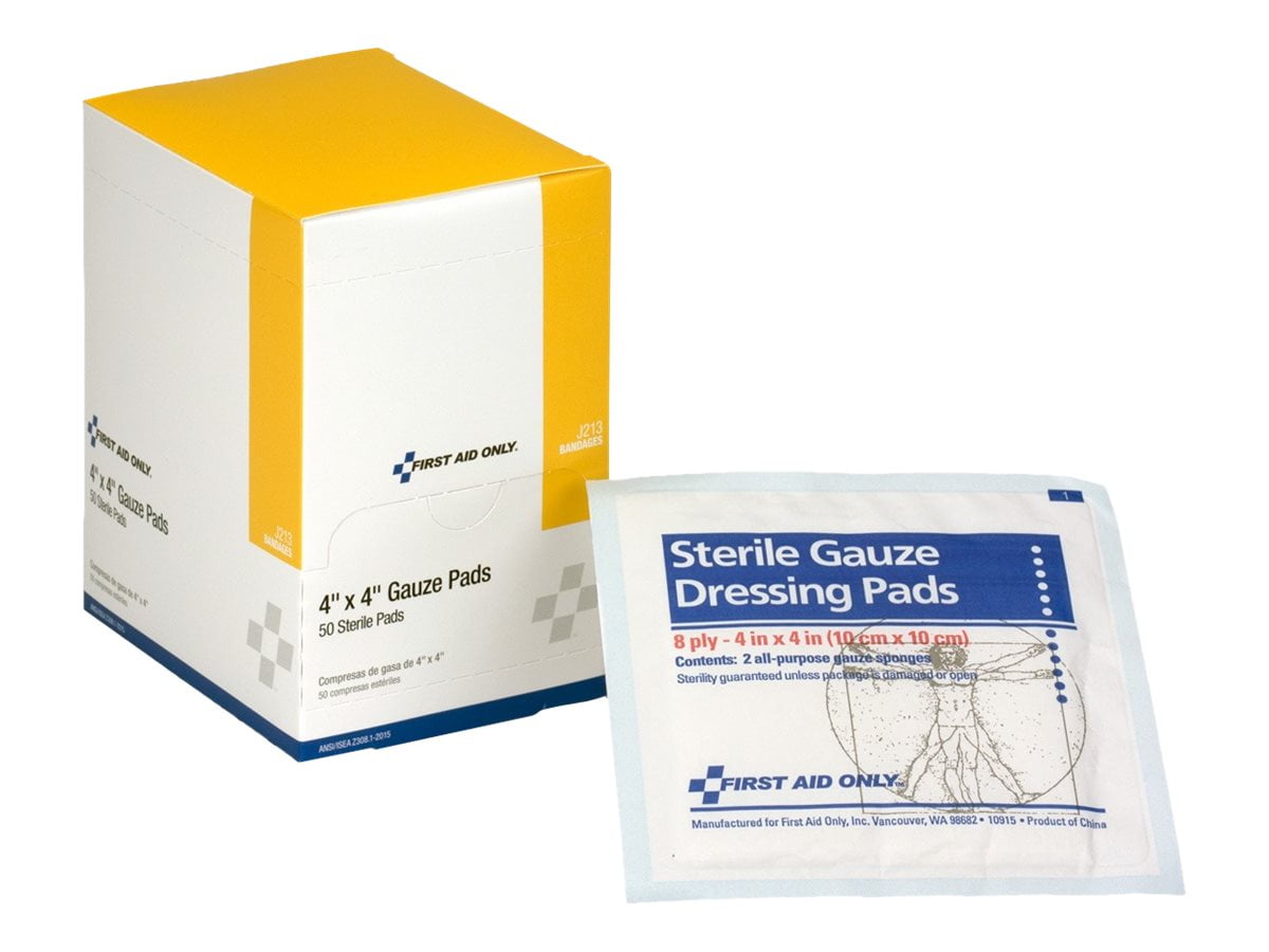 First Aid Pad First Aid Only - Gauze pad - 3.94 in x 3.94 in - square - sterile (pack ...