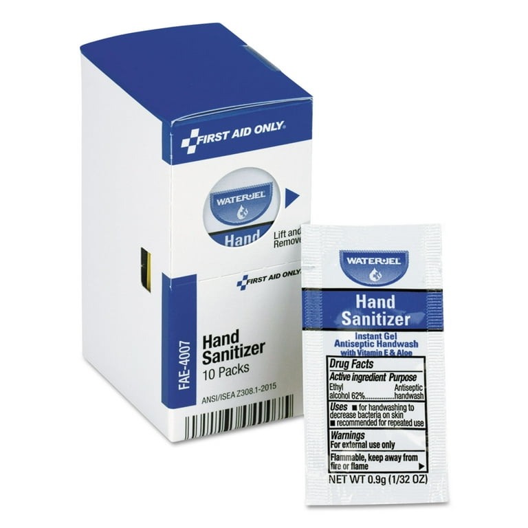 Gel Hand Sanitizer Packets for SmartCompliance First Aid Kits, 0.9 g, Clean Scent, 10/Box Gel Hand Sanitizer Packets for SmartCompliance First Aid Kits, 0.9 g, Clean Scent, 10/Box