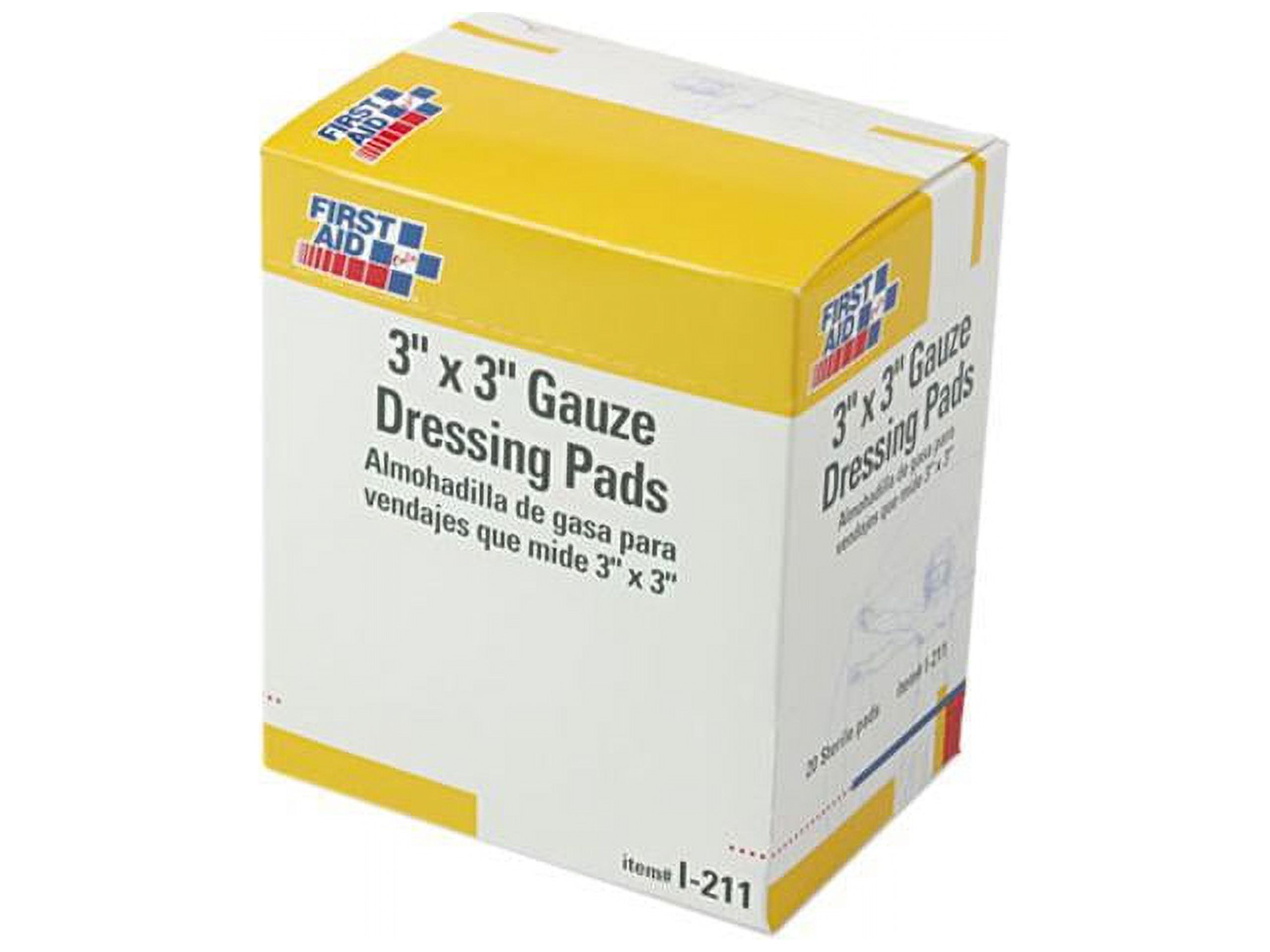 First Aid Only I-211 Gauze Dressing Pads, 3 x 3, 10/Box - image 1 of 2