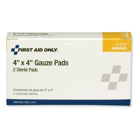 First Aid Only Inc 3014 Gauze Pads, 4" X 4", 2/box