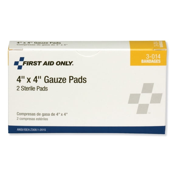 First Aid Only Inc 3014 Gauze Pads, 4" X 4", 2/box