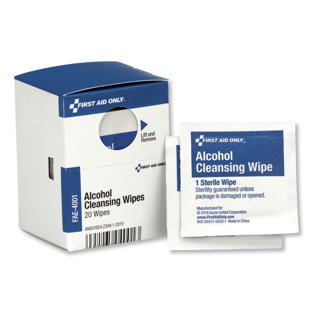 First Aid Only Inc Alcohol Cleansing Pads 20/BX White FAE4001