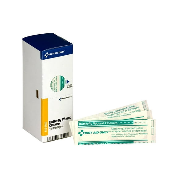 First Aid Only, FAOFAE5010, Butterfly Wound Closure Bandages, 10 / Box, White