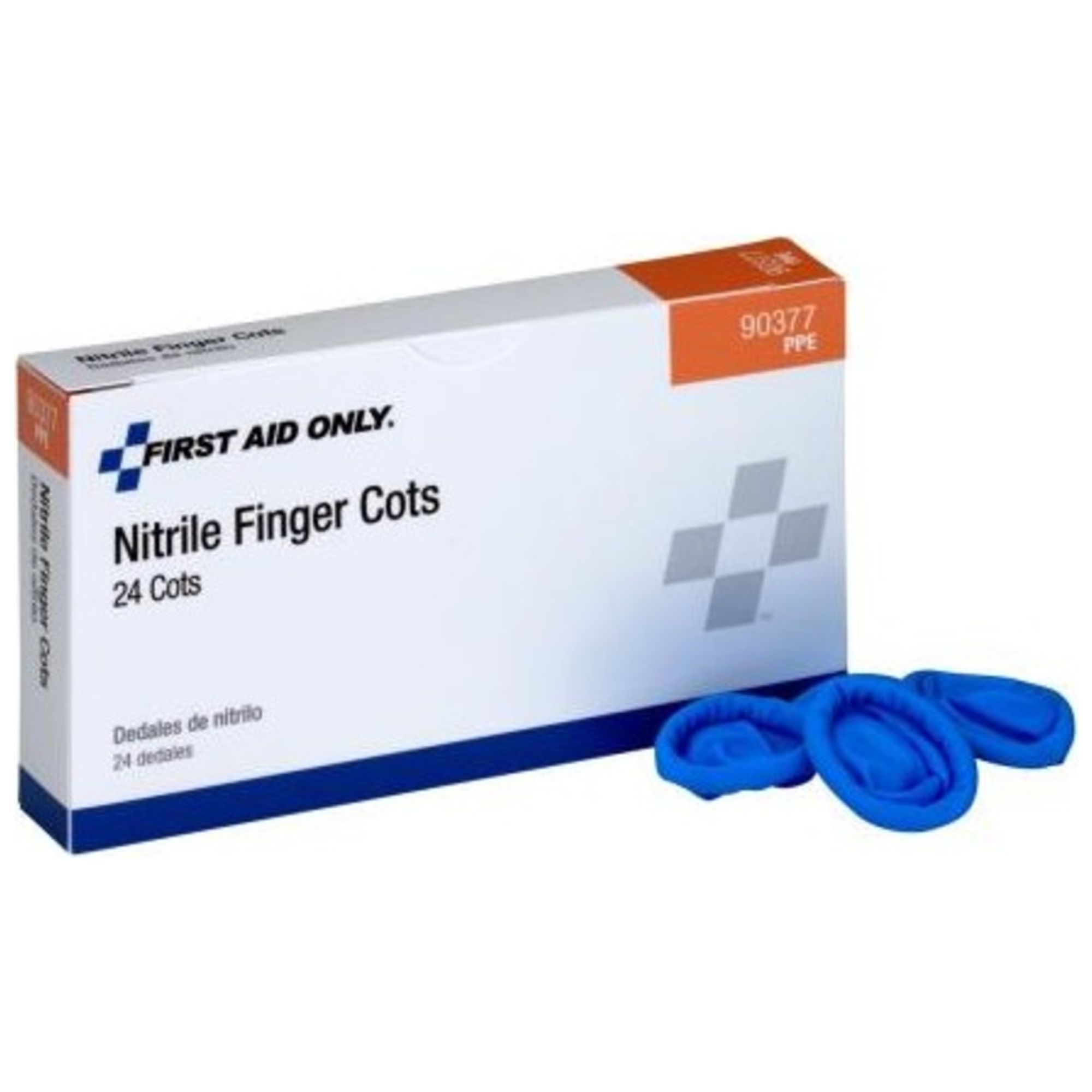 First Aid Only Large Nitrile Finger Cots, 1" x 3", Blue, Box Of 24 Cots