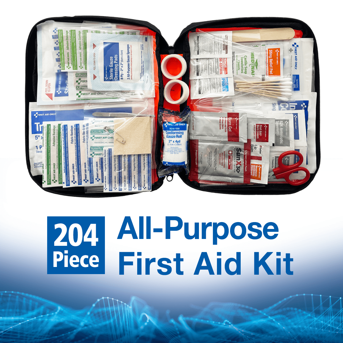 First Aid Only Outdoor First Aid Kit for Hiking and Camping, 205 Pieces 