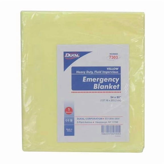 Emergency Blanket, Yellow, 54In x 80In, Blanket Width: 54 in 22-130