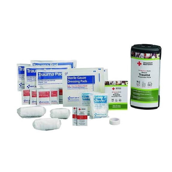 Trauma Responder Pack, Plastic Tube, 26 Components, 24 People Served