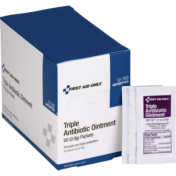 First Aid Only Triple Antibiotic Ointment Single Use Packets 50/BX 12700