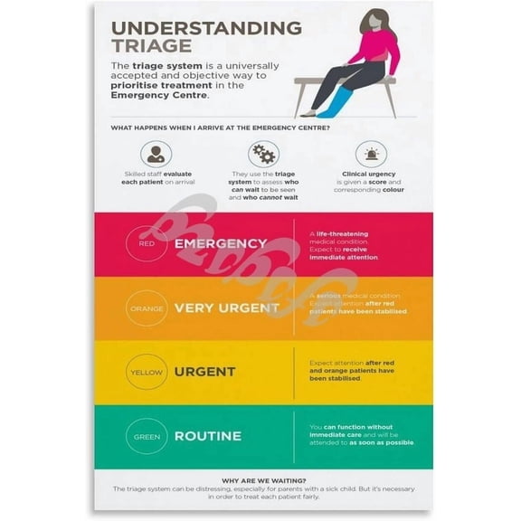 First Aid Posters Emergency Color Triage Categories Poster Hospital Wall Decor (2) Canvas Painting Wall Art Poster for Bedroom Living Room Decor