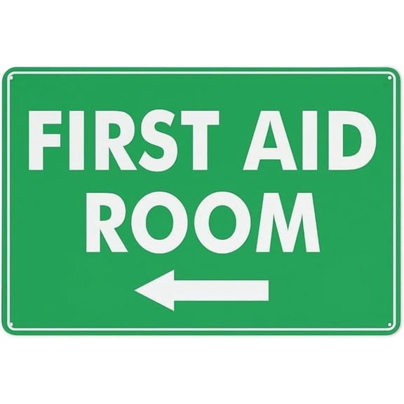 First Aid Room (Arrow Left) Sign for Business 8"X12" Rust Free Aluminum Uv Printed,4 Pre-Drilled Holes.Durable/Weatherproof