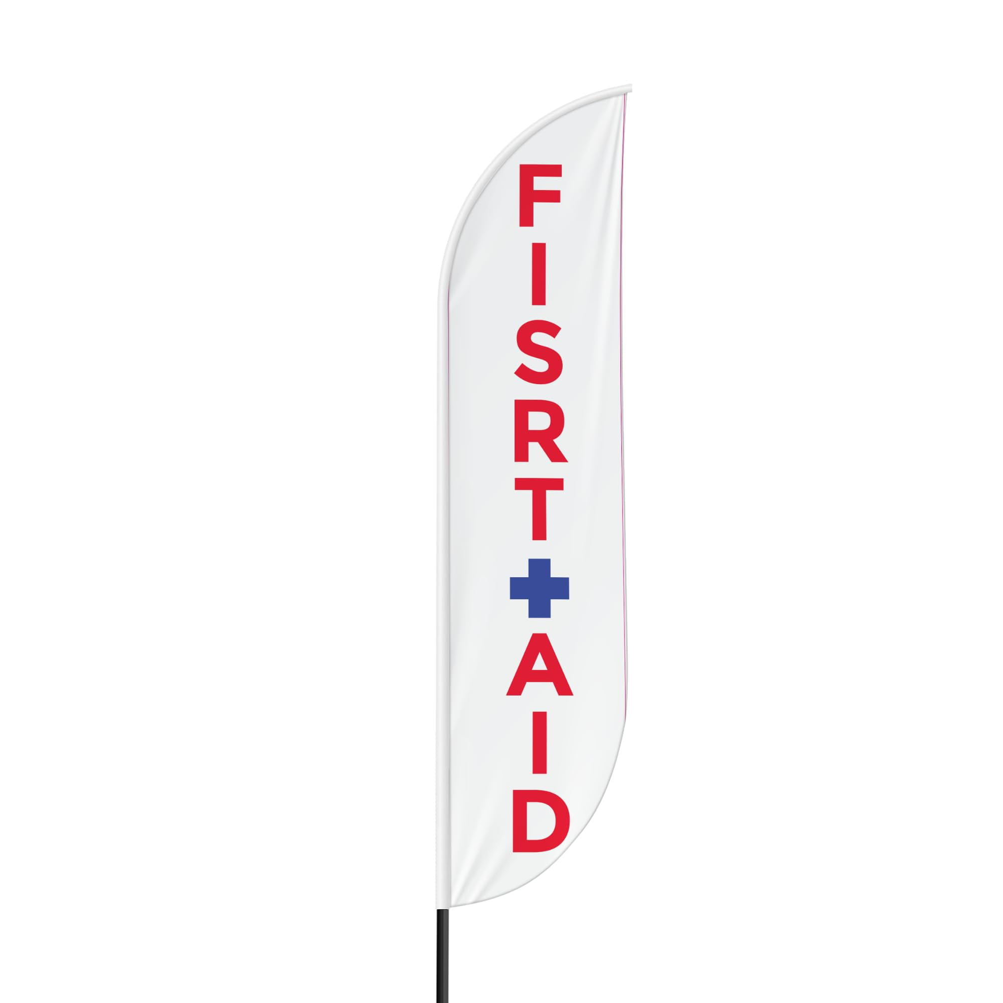 First Aid Sign feather flag for Outdoor by Mavis Print | 11.5 FEET Long Polyester Outdoor Banner Flag | HD Print Swooper I Flag Only to Promote Medicine| Made in USA I Flag Only