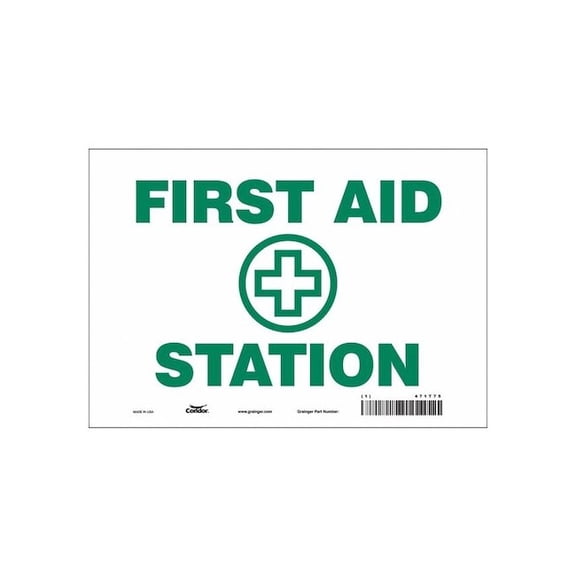 First Aid Station, 10 in W x 7 in H, Vertical Rectangle, Vinyl, 471T75 471T75